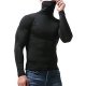 The basic solid color men's long-sleeved high-necked T-shirt Slim large black