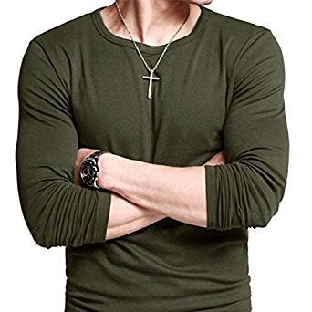 Army Green Adult tagless men's long-sleeved T-shirt large size T-shirt