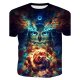 Men cotton t-shirt, 3D, animal print round neck