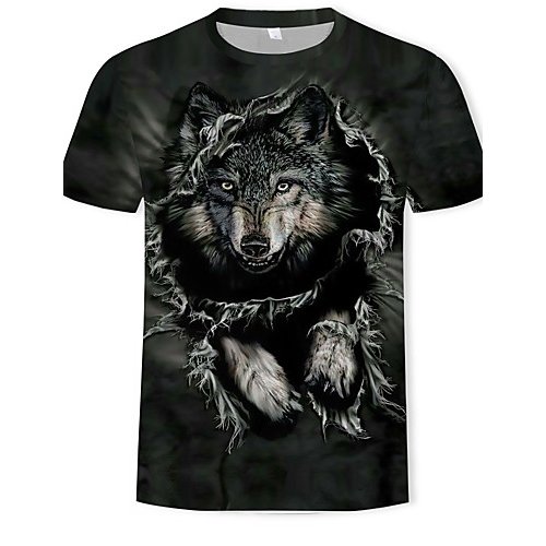 Men Casual Basic T-Shirt, Animal Printed Round Neck, Short Sleeve