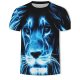 Men large size cotton T-shirt, animal print round neck