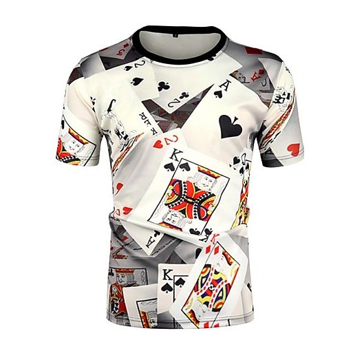 Men daily wear T-shirt, graphic round neck, short sleeves