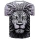 Men large size cotton slim t-shirt, 3D, animal round neck