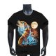 Men daily sports holiday fashion, punk gothic slim T-shirt, animal wolf, printed crew neck, short sleeves