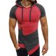 Men go out on weekends, exaggerated T-shirts, color hooded, short sleeves, long