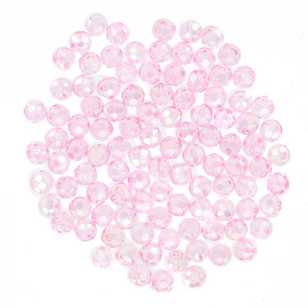 Crystal faces engraved circular 2 mm beads light pink