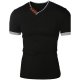 Men Casual Basic T-Shirt, Solid Color Studded V-Neck, Short Sleeve