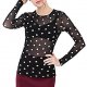 Women round neck long-sleeved shirt net cord wrapped chest does not include