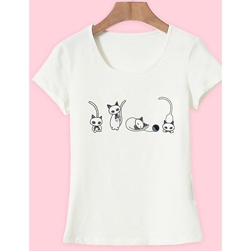 Women Basic T-shirt, Animals Cat, print