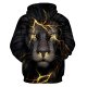 Women Print Pullover Wolf Long Sleeve Hooded Jacket Blouse