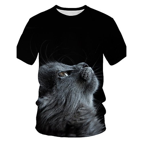 Men everyday wear basics, punk and Gothic T-shirts, color blocks, 3D, animal print crew neck, short sleeves