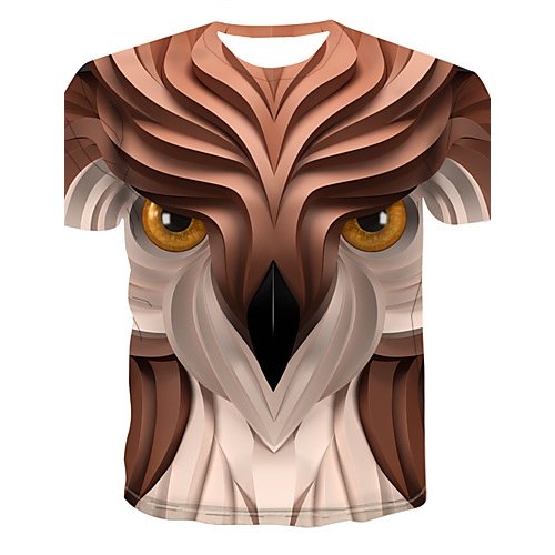 Men T-shirt, 3D, animal print round neck