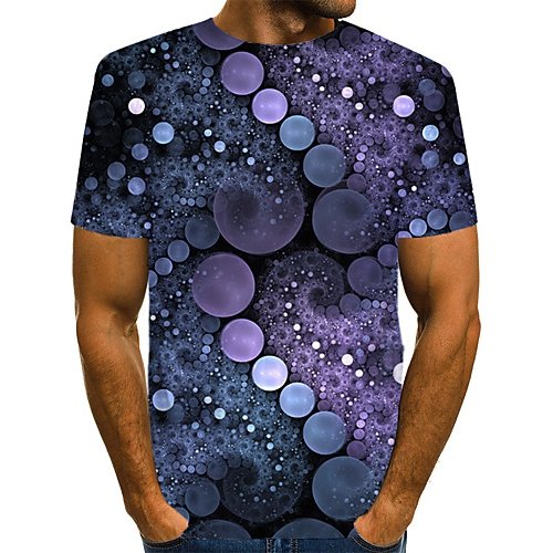 Men everyday fashion, T-shirt, color block, 3D, graphic print round neck, short sleeves