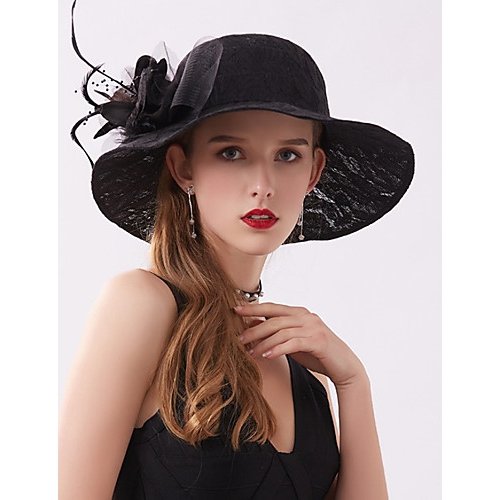 Women basic cute polyester lace soft hat sun hat solid color flower