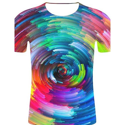 Men sports, plus cotton T-shirt, Galaxy, 3D, graphic print round neck