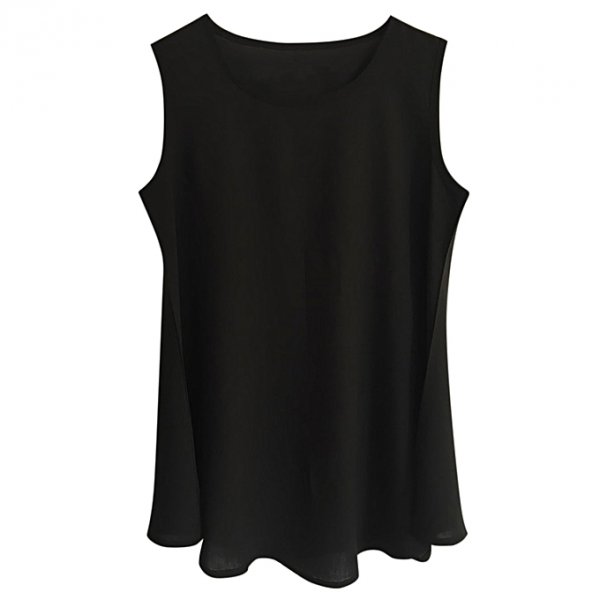 Women casual sleeveless pleated chiffon loose strap dress vest