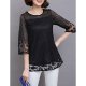 Women Bohemian large size shirt, solid color mesh, lace