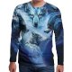 Men daily holiday, T-shirt, solid color, 3D, animal print round neck, long sleeves