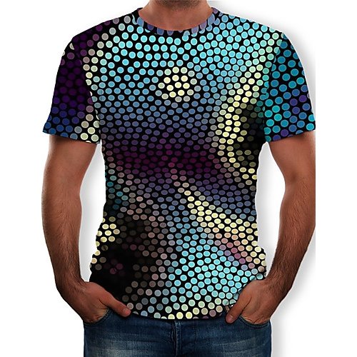 Men T-shirt, 3D printed round neck