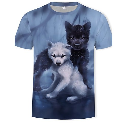 Men Casual Basic T-Shirt, Animal Printed Round Neck, Short Sleeve