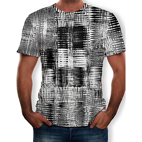 Men T-shirt, patterned print crew