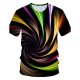 Men everyday clothing chic, exaggerated T-shirt, color block, 3D printed round neck, short sleeves