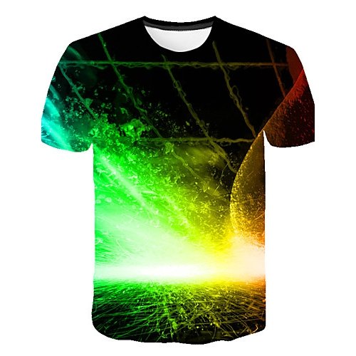 Men Beach Fashion, Exaggerated T-Shirt, 3D, Graphic Print