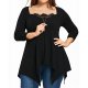 Large size women women zipper lace T-shirt long-sleeved shirt