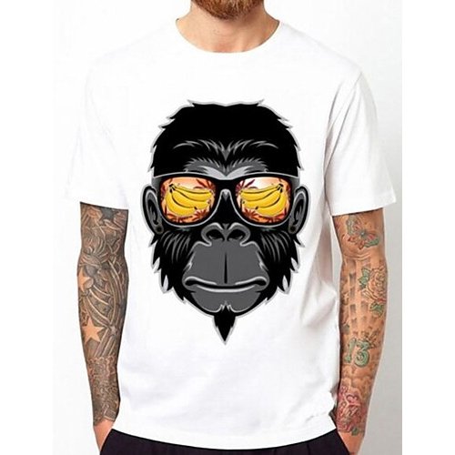 Men t-shirt, graphics, portrait round neck