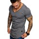 Men T-Shirt, Solid Color V-Neck