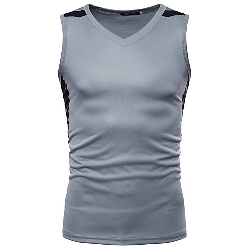 Men cotton vest, solid color round neck