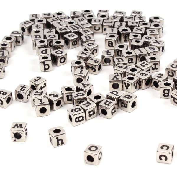 White square millimeters letter beads 6mmx7