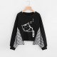 Women loose long-sleeved pet koala print check shirt black top shirt