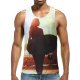 Men Beach Weekend Basic Cotton Slim Tank Top, Letters, Portrait Printed Round Neck, Sleeveless