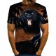 Men fashion, exaggerated T-shirt, color matching, 3D, animal print round neck, short sleeves