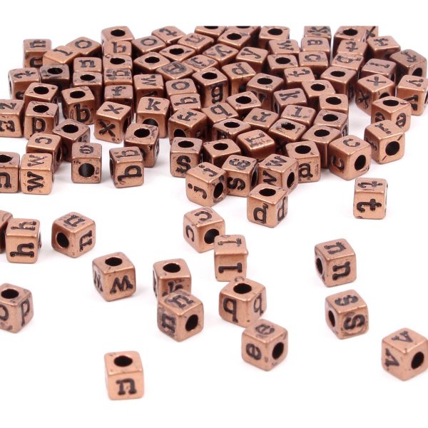 Copper beads 6 mm square letter