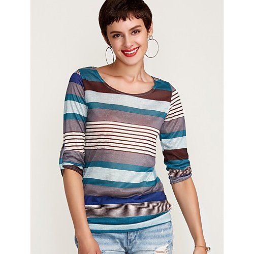 Woman chic butterfly sleeve T-shirt, stripes, prints