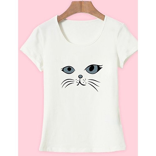 Women Basic T-shirt, Animals Cat, print