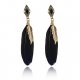 Women earrings, diamond wings, feathers retro, black for daily casual