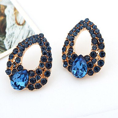 Woman crystal earrings, cubic zirconia, rhinestone drop luxurious blue