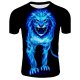 Men Beach Weekend Cotton Slim T-Shirt, Animal Lion, Printed Round Collar, Short Sleeve