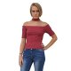 Close shoulder rib collar collar top | casual short-sleeved collar fit top