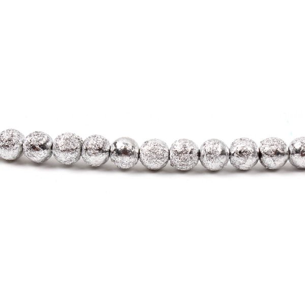 Silver shine texture circular beads 20