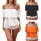 Women fashion chiffon dress sexy off shoulder T-shirt beach pants gift