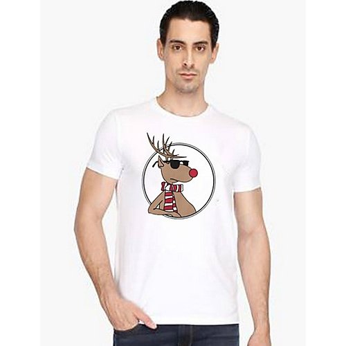 Men daily wear T-shirt, animal round neck, short sleeves