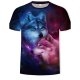 Men casual basic T-shirt, animal print round neck, short sleeves