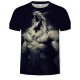 Men casual basic T-shirt, animal print round neck, short sleeves