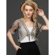 Positive summary of women work, solid color jacquard lace embroidery deep V