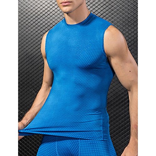 Men sports vest, solid color round neck, sleeveless