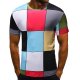 Men holiday basics, punk and gothic T-shirts, geometry, color blocks, graphic print round neck, short sleeves